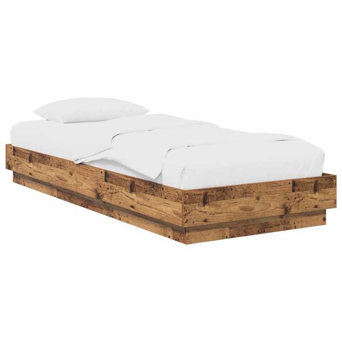 NOUVEAU Lit 1 personnes - Lit 1 personne - Cadre de lit simple au sol - Bois ancien - 80x200cm Bois dingénierie47887