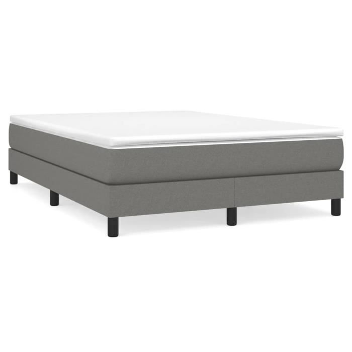 Sommier tapissier - AKOZON - 140x190 cm - Gris foncé - À ressorts - 2 places