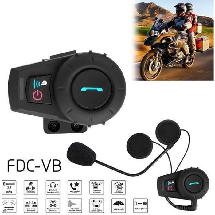 FX6 Kit bluetooth Intercom duo pour casque intégral de moto main libre