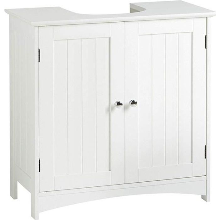 STUDIO@ Meuble de rangement Armoire de salle de bain Blanc - Deux portes MEUBLE VASQUE INTEGREE