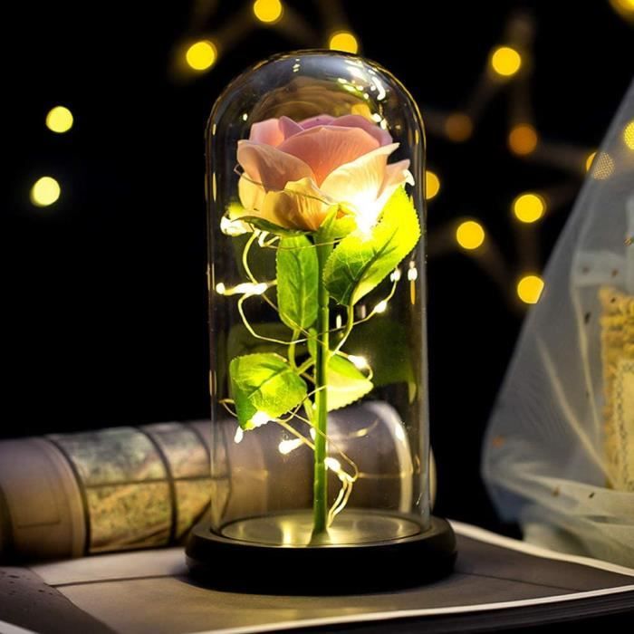 Rose Eternelle sous Cloche LED Rose en Verre Lumineuse Rose Artificielle  Lampe Rose Enchantée Décoration Cadeau Romantique pour A398 - Cdiscount  Maison