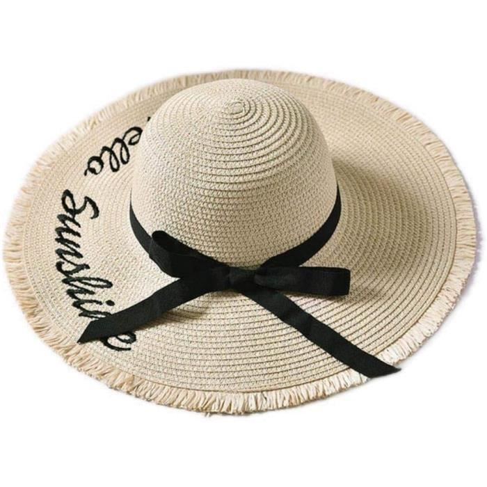 Chapeau De Plage Femme Paille Disquette – Style Bohème, Taille Unique