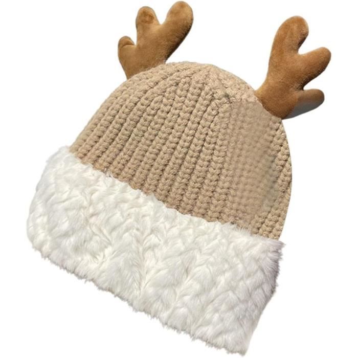 Generic Bonnet tricoté mignon et moche, mignon bonnet chaud de dessin animé en automne et en hiver, chapeau tricoté amusant pour femmes et hommes, rose vif, taille unique