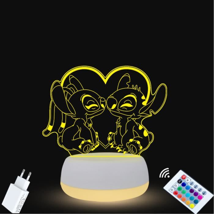 Stitch 3d Led Lampe Bureau Usb Charge Veilleuse Décoration Cadeaux
