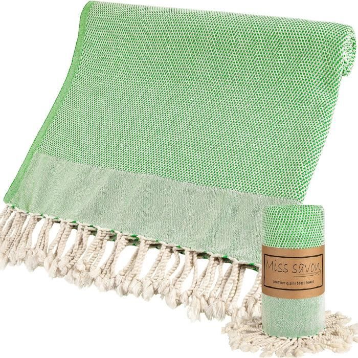 Serviette Turque En Coton 100% OEKO-TEX 95x175cm - Fouta Légère, Ultra Absorbante, Pour Plage, Bain, Voyage