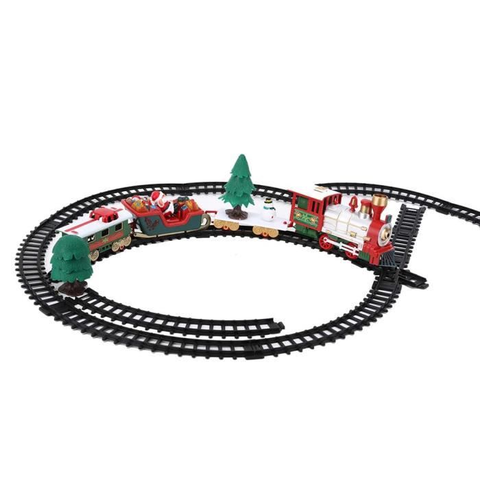 Train électrique à Vapeur Pour Enfant – Circuit De Noël Avec Lumières LED, Sons, Batterie Rechargeable 800mAh, 26 Rails Modulables, Dès 3 Ans