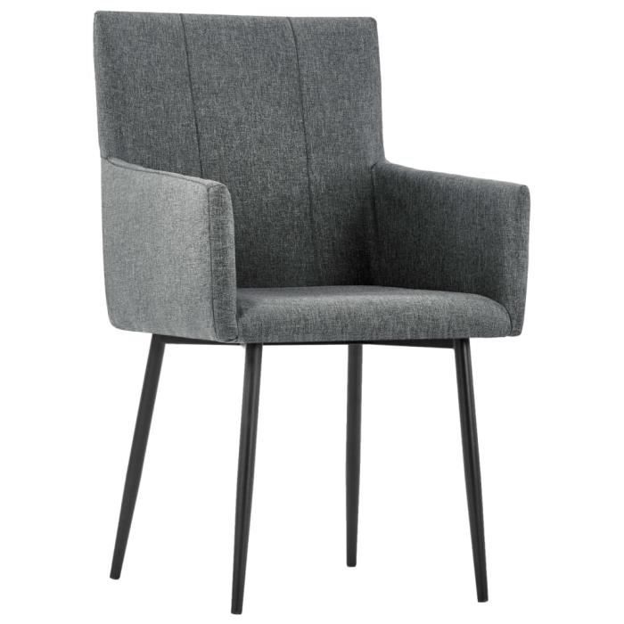 Chaises de salle à manger avec accoudoirs 4pcs Gris foncé TissuQIM