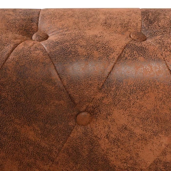 kai canapé d'angle chesterfield 6 places cuir artificiel marron