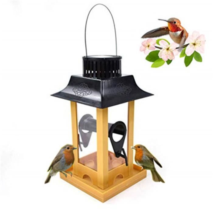 Solar Light Mangeoire Doiseaux Station Dalimentation Grande Capacité Nourriture Pour Oiseaux Conteneur At Balencedhx6952