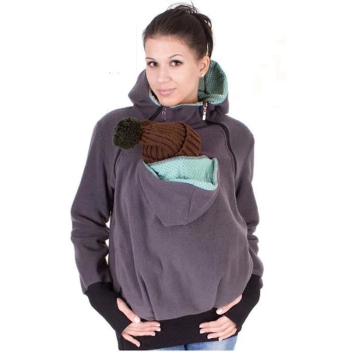 S Gris Femme Porte Bebe Kangourou Maman Pull Veste Avec Capuche Zipper Achat Vente S Gris Femme Porte Bebe Kan Cdiscount