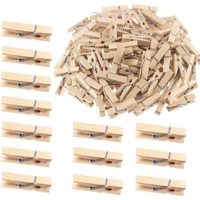 Lot De 100 Pinces à Linge Vintage En Bois – Tête Ronde – Fabriquées Aux USA