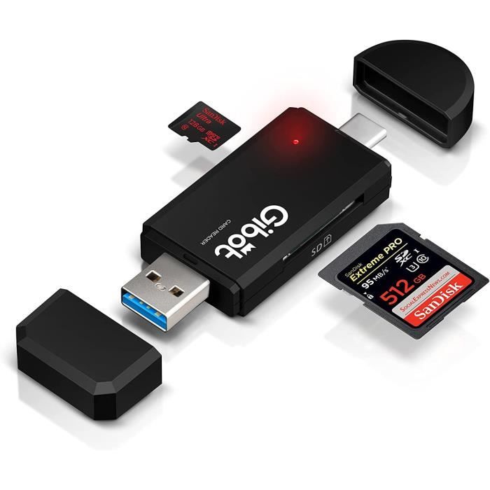Lecteur Carte SD Micro USB/USB C, DSRKE 3 en 1 Lecteur de Carte mémoire OTG  Adaptateur de Lecteur de Carte SD en Aluminium pour SD/MMC/Micro SD /TF/SDXC/SDHC/Micro SDHC : : Informatique