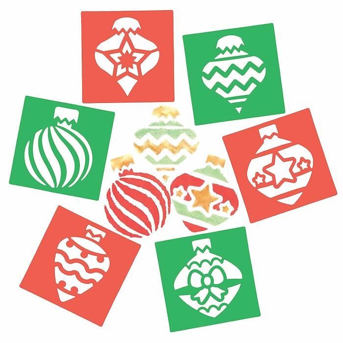 Lot De 8 Pochoirs Enfant Motif Boules De Noël - Baker Ross Pour Activités Créatives