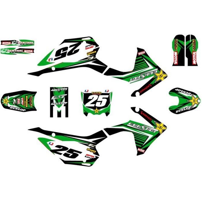 Kit déco GUNSHOT 2015 - Type CRF110 - Vert - Dirt Bike