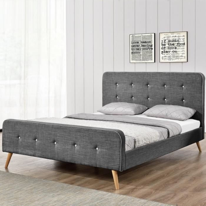 Lit Scandinave 140×190 Gris