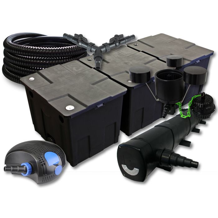 SunSun Kit complet: CBF-350C Filtre de bassin jusquà 90000 L CTF-12000 pompe de filtration 12000l/h 100W CUV-272 lampe uv 72W 25