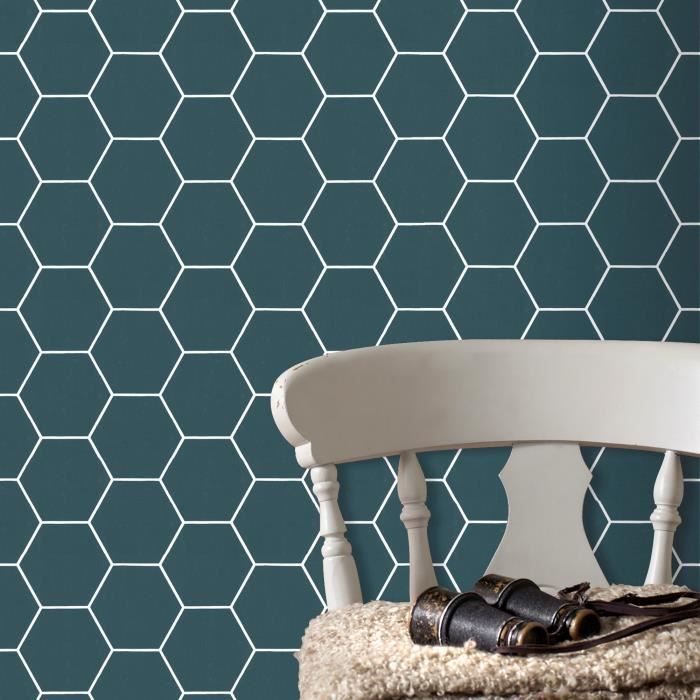 Papier peint intissé Quadrillage en Hexagone 1005 x 52cm - Cdiscount ...