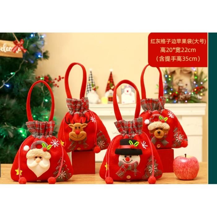 4 Sac Cadeau Père Noël,Sac à Bonbons avec Père Noël,Sac Père Noël avec