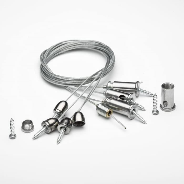 70 Pièces Kit Câble Inox 304 30m 3mm + Tendeurs - Suspension Guirlandes, Cordes à Linge, Rideaux
