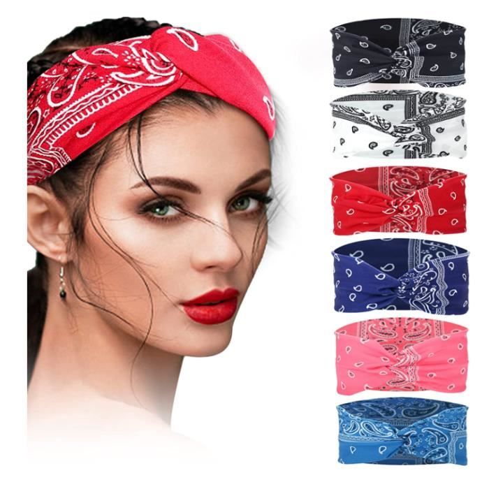 Bandeau Cheveux Femme Sunolkie - Lot De 6 - Élastique, Fleuri - Pour Yoga, Sport, Déco - Taille Unique