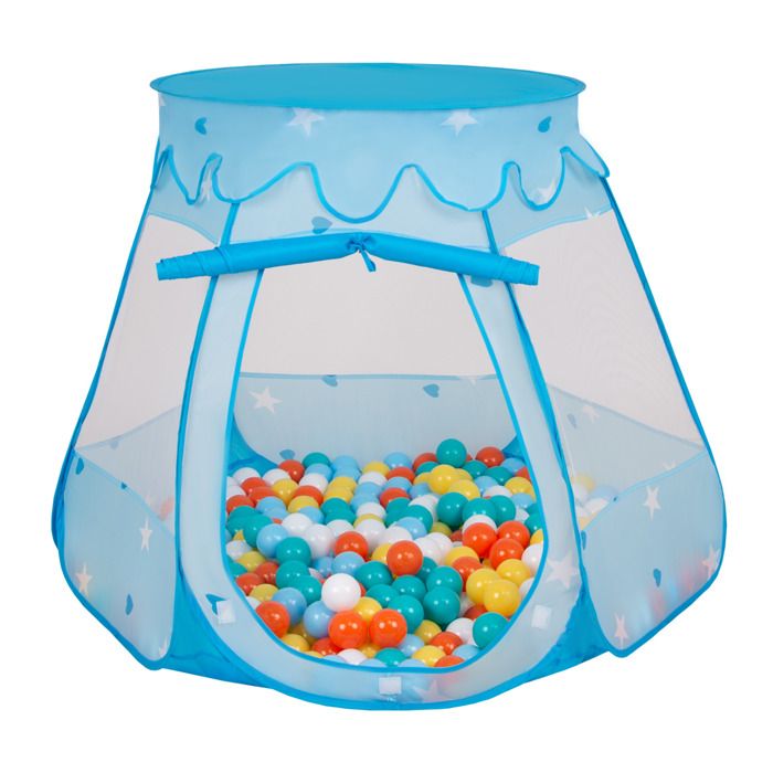 Selonis Tente 105X90cm-100 Balles Plastiques Château Piscine À Balles Pour Enfants, Bleu: Blanc-Jaune-Orange-Babyblue-Turquoise