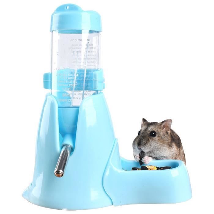 Distributeur deau automatique pour animaux de compagnie pour Hamsters Rats Guinées Furets Lapins Petits Animaux (60ML Bleu)