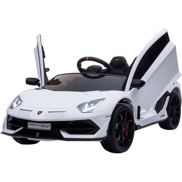 Lamborghini Aventador Blanche 12v Voiture Electrique Enfant Vehicule Bebe Jouet Pneu En Gomme 12 Volts Cdiscount Jeux Jouets