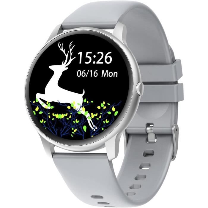 Montre Connectée Ronde Colorum CW-300 Jaune - Sport Homme Femme Podomètre Étanche IP68 Grande Autonomie