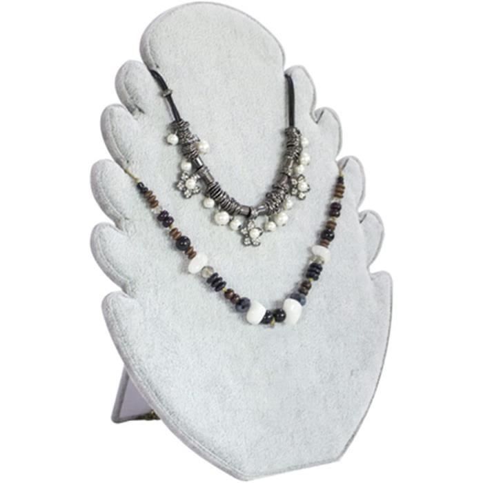 Lot De 2 Présentoirs à Colliers En Velours Noir - 5 Encoches, Support Bijoux Élégant