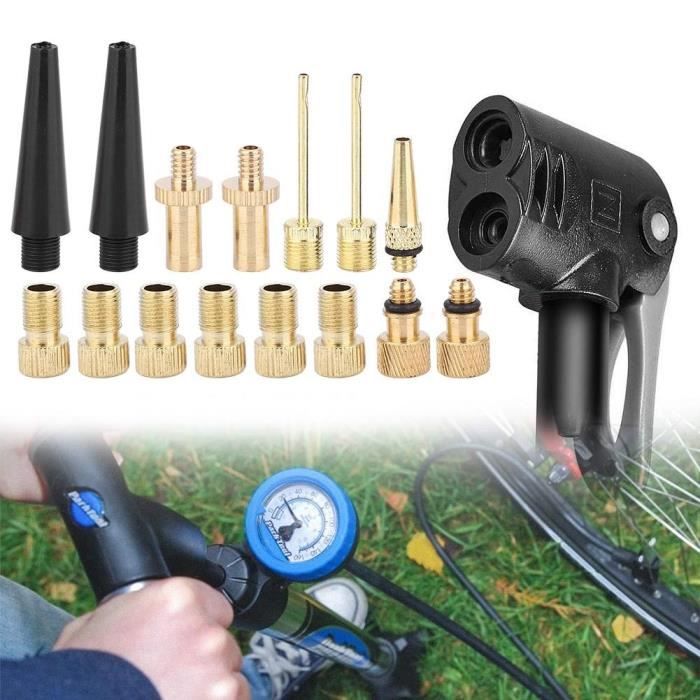 15 pcs Kits De Réparation De Pneus De Vélo, Adaptateur De Vélo Adaptateur De Gonflage Ensemble Pompe À Vélo Valve D'air Cuivre