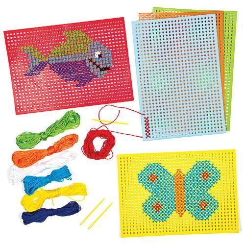 Kits de Décorations en Point de Croix que les Enfants pourront Concevoir, Coudre et Exposer (Lot de 6)