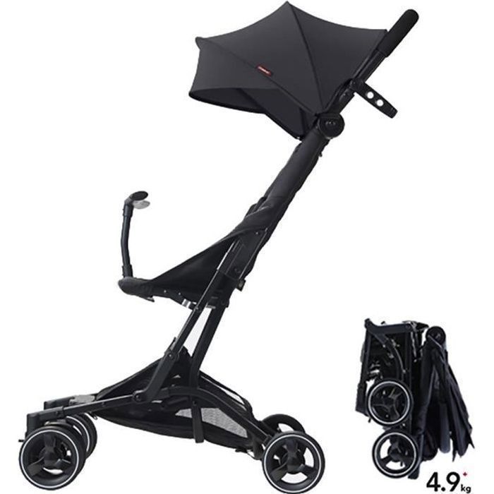 Poussette Canne BEBE2LUXE PIKO Ultra Compacte et légère Cabine Avion (noir)