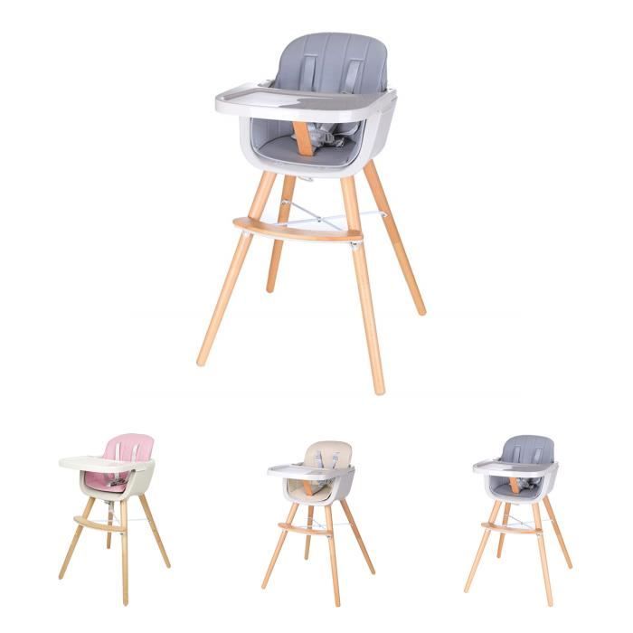 Chaise Haute NANIA BIANCA - 6 Mois à 36 Mois - Dossier Inclinable Hauteur Reglable Pliage Compacte Gris
