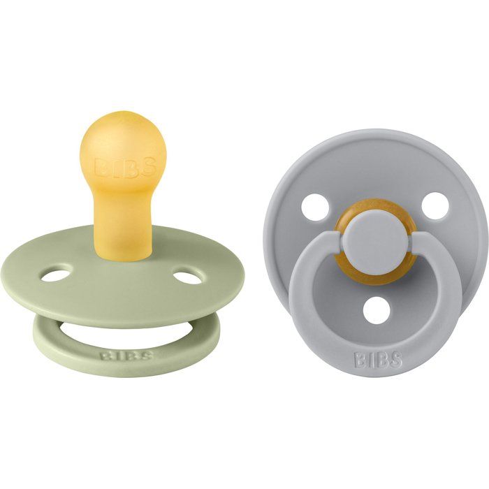Sucette bébé - BIBS - Colour - Embout rond - Pack de 2 - Caoutchouc naturel - Taille 1 Sage Cloud
