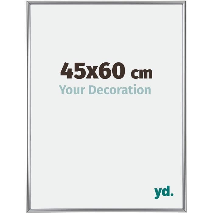 Cadre Photo Sur Mesure 24x24 Cm – Bois Blanc Filet Argent – Largeur 3,4 Cm – Verre Plexi – Idéal Photo Carrée