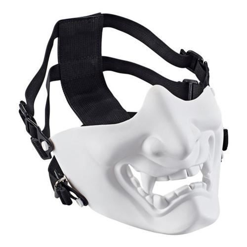 XMxx Demi-masque tactique pour Halloween - Motif : Prajna - Pour homme et femme - Bleu