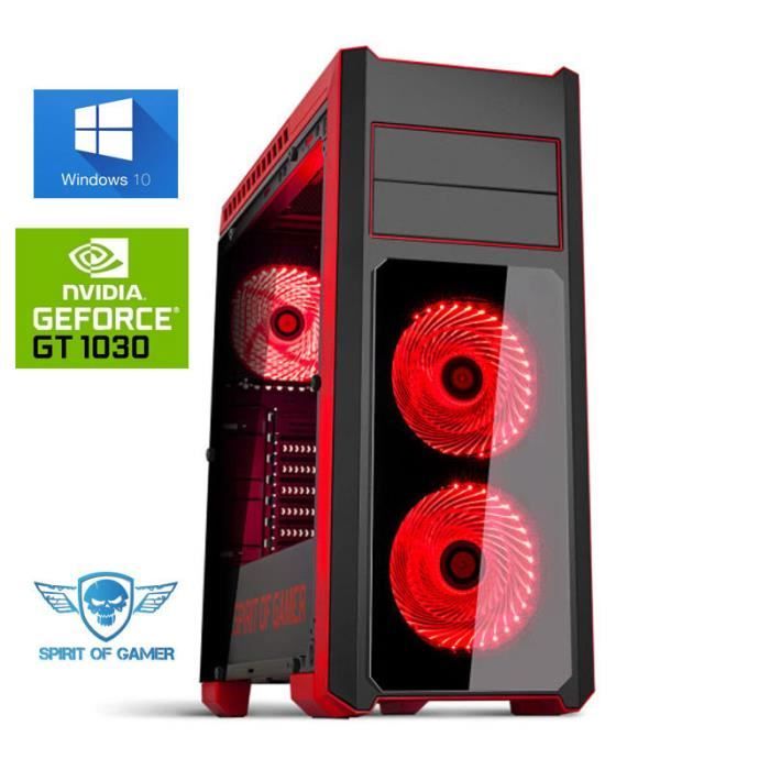 Ordinateur Pc Gamer Rogue III Red AMD Ryzen 5 1600X - nVIDIA GT1030 2Go ...