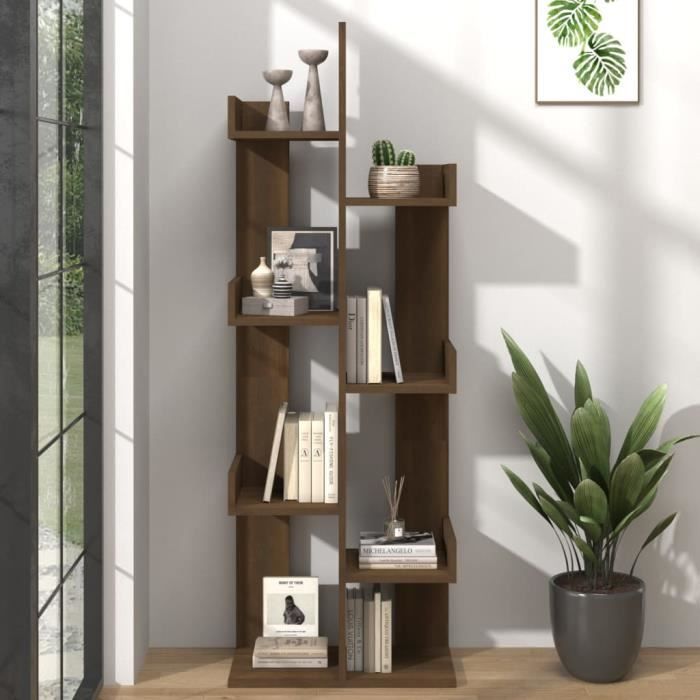 bibliothèque famirosa - chêne marron - bois d'ingénierie - 48x25,5x140 cm
