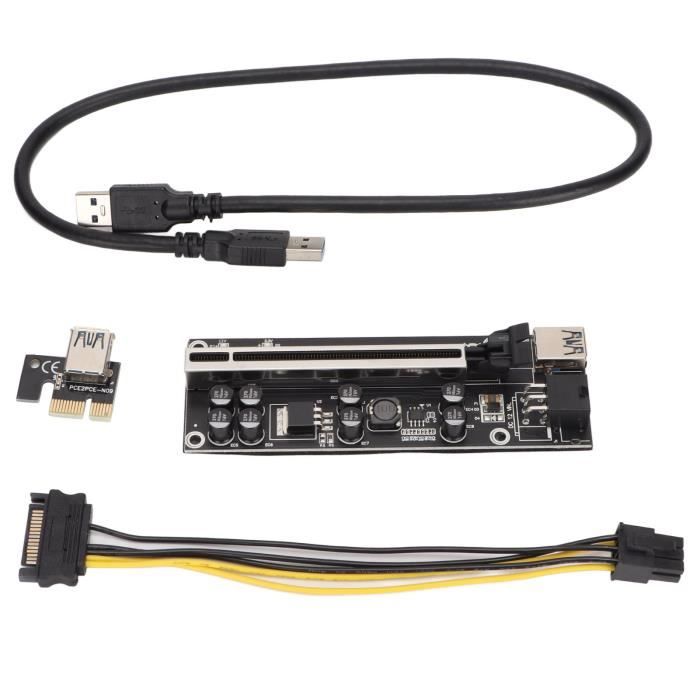 Lot De 5 Adaptateurs PCI-E Riser VER088 1X Vers 16X – Câble USB 3.0 60 Cm + SATA – Neuf