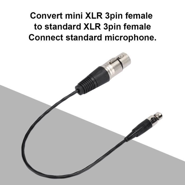 Câble Micro Mini XLR Femelle Vers XLR Mâle 3 Broches - 1,5 M - Professionnel - Cuivre OFC - 8