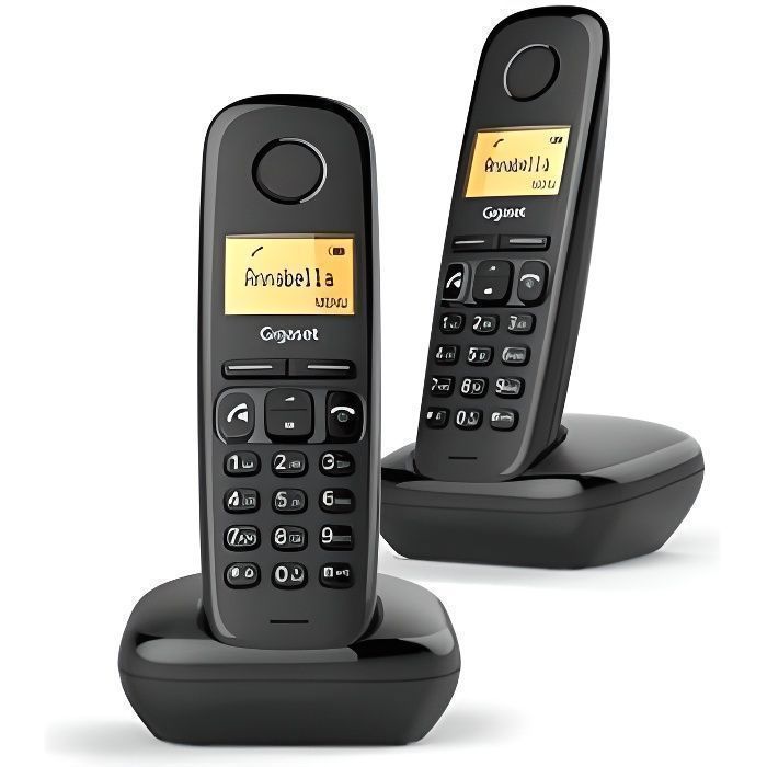 Gigaset A270 Duo, Téléphone DECT, Combiné sans fil, Haut-parleur, 80 entrées, Identification de l'appelant, Noir