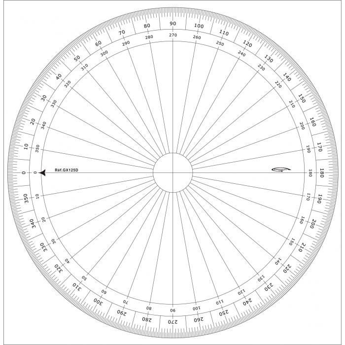 Rapporteur cercle entier degrés Ø 25 cm - Graphoplex {couleur
