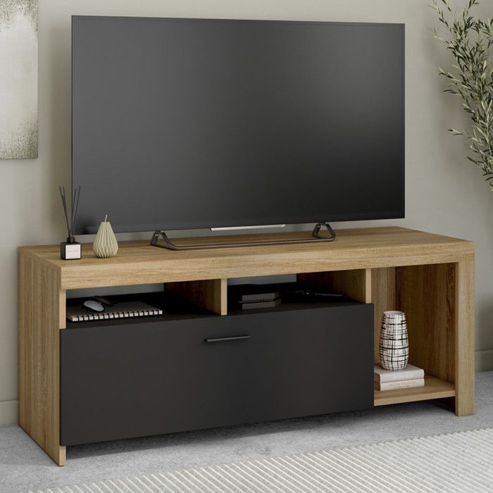 ID MARKET meuble tv MALO 1 porte 110 cm multicolore à poser