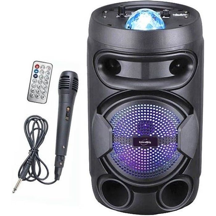 Inovalley hp74bth - enceinte lumineuse karaoke bluetooth 20w
