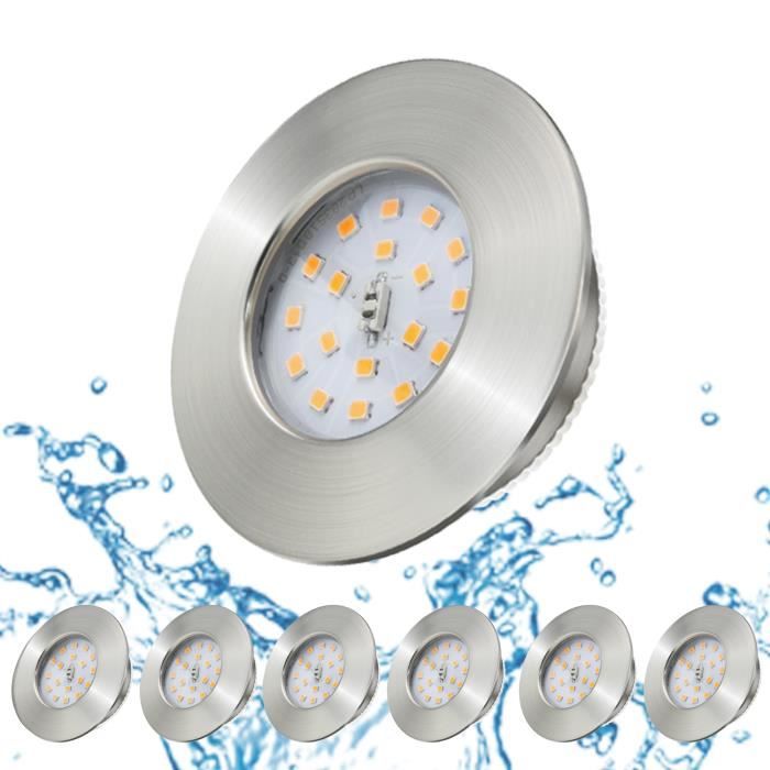  chromé mat   pour pièces humides salle de bain Spot encastrable MR16 Lampe Fonte dAluminium IP44 salle de bain   cadre de montage avec fermeture à clic et verre  