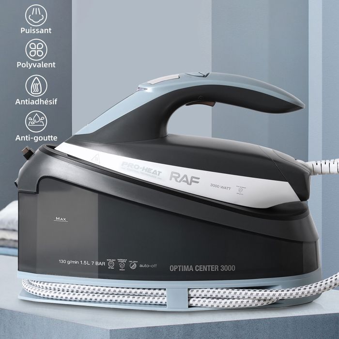 Centrale Vapeur 7 Bar Température constante 3000W Débit Vapeur 130g-min Réservoir dEau 1.5L Semelle antiadhésive Gris Clair - Kotezu