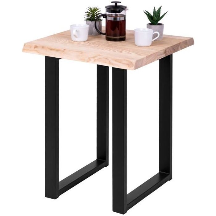 lamo manufaktur table de bar cuisine - table haute industrielle - table haute en bois - 60x60x76 cm - noir - loft - sévère
