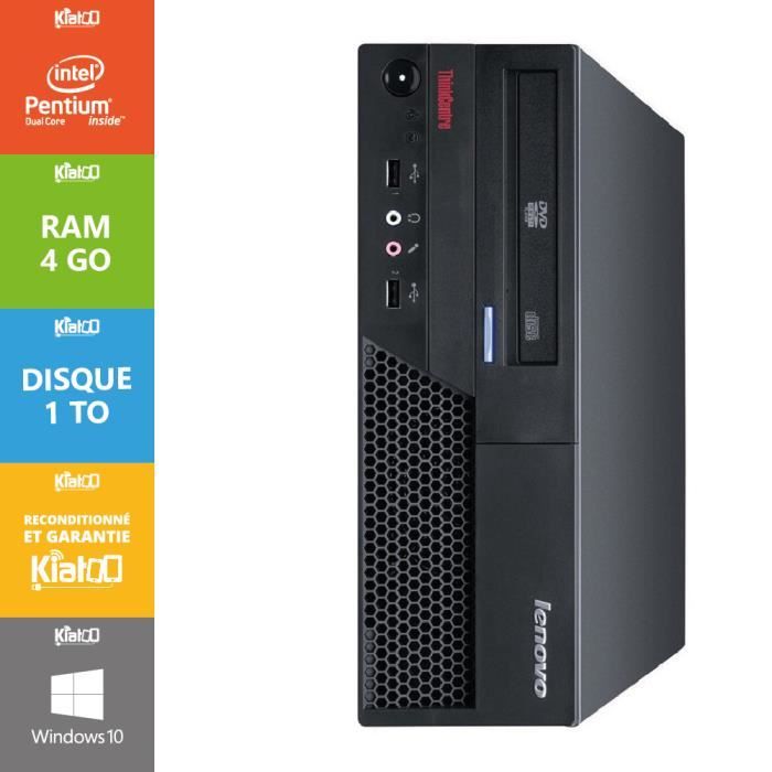 LENOVO - ThinkCentre M57 - PC de bureau - Processeur Dual Core - RAM 4 Go - Stockage HDD 1 To - Windows 10 - Reconditionné - Lenovo