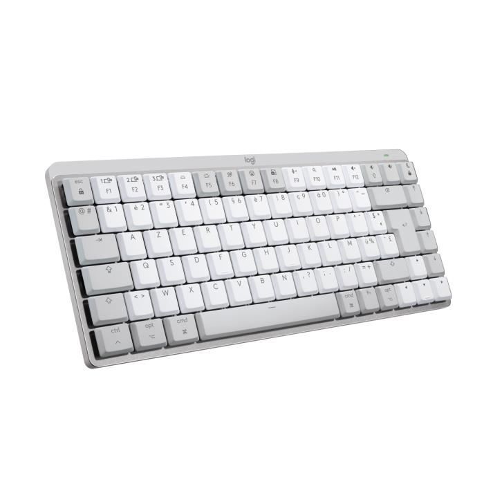 Logitech MX Mechanical Mini pour Mac Clavier Sans Fil Illuminé, Commutateurs Performants à Bas Profil, Boutons Tactiles Silencieux, Rétroéclairé, Bluetooth, USB C, Apple, iPad Gris Pâle