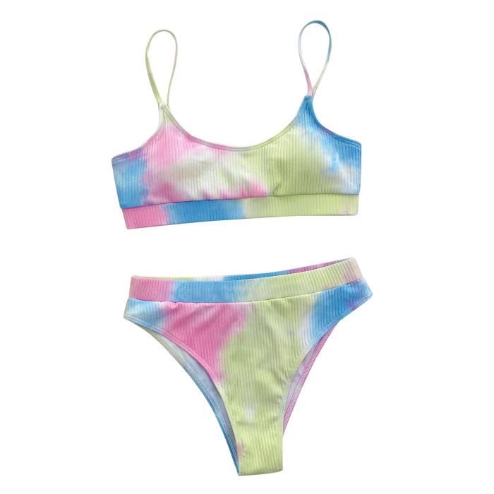 Sexy Tie Dye Print Cross Straps Contrast V Neck Sleeveless Dresses（A variety of binding methods）(3 Colors)